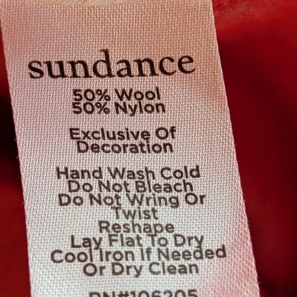 Sundance Red Embroidered Heart Wool Blend Sweater Sz S - Picture 5 of 8